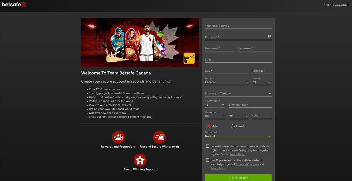 Betsafe casino Registration