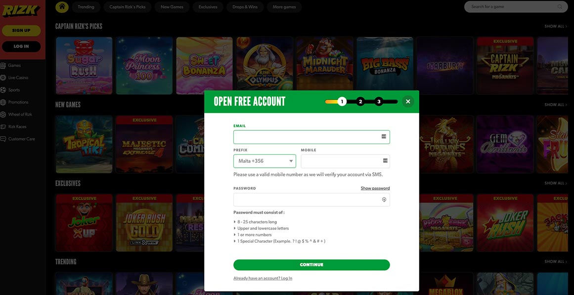 rizk casino sign up