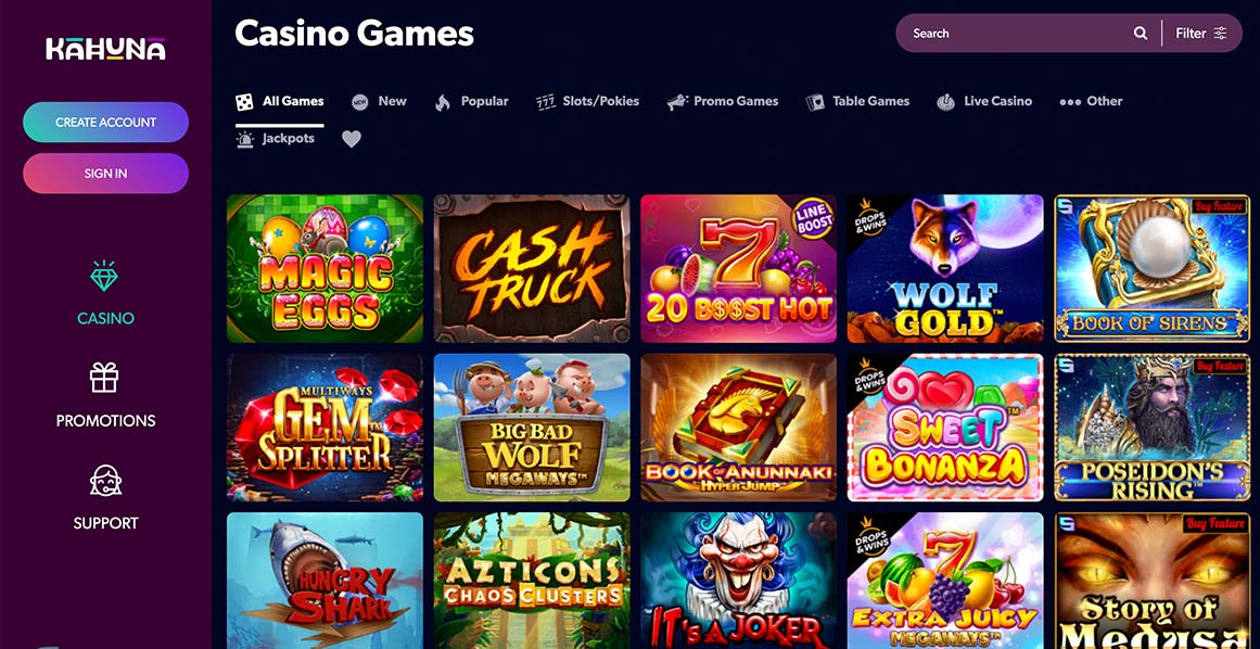 Slots from Kahuna Casino