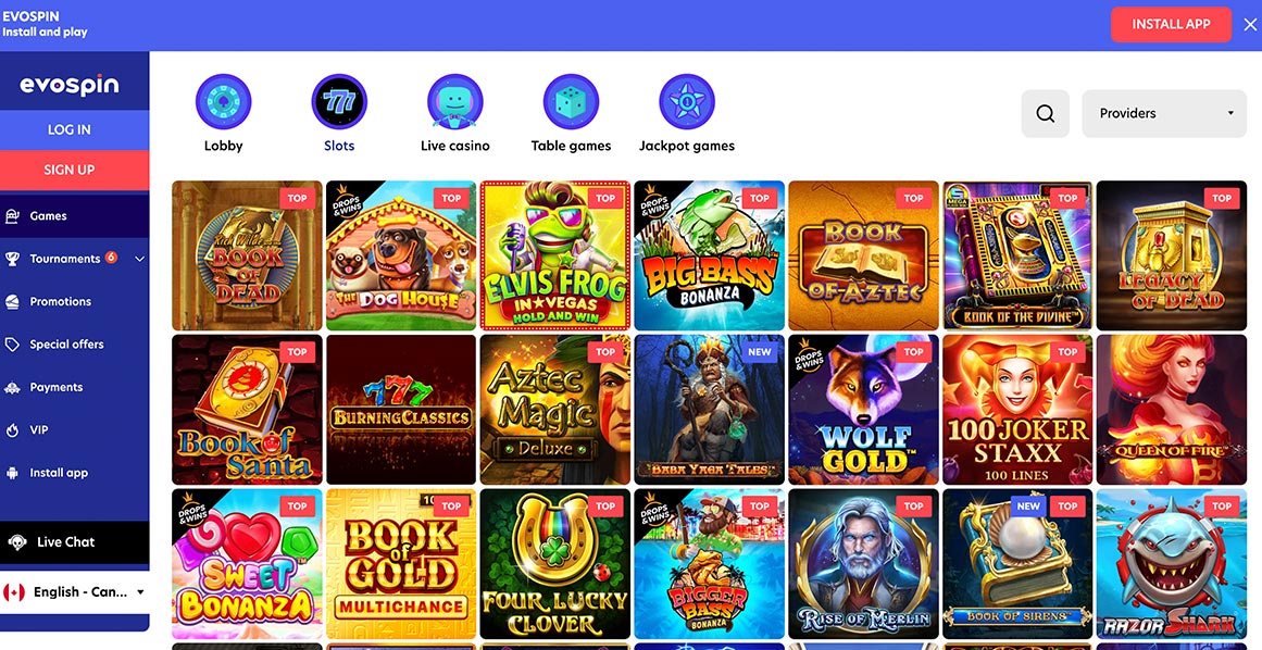 Evospin Casino Games