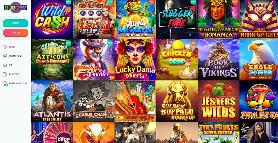 Spinia casino games