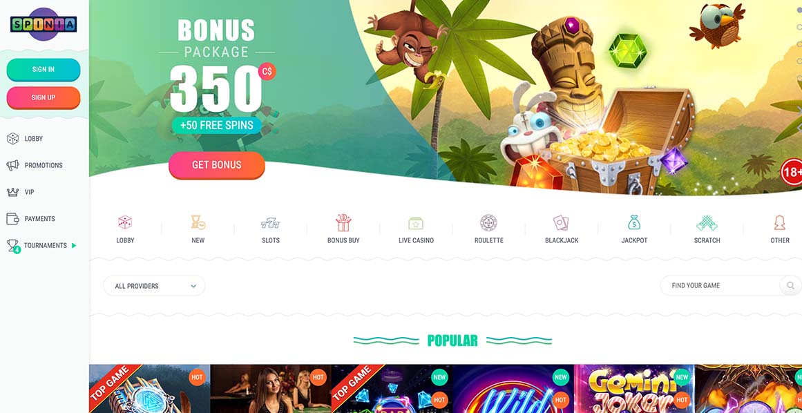 Spinia Casino Bonus