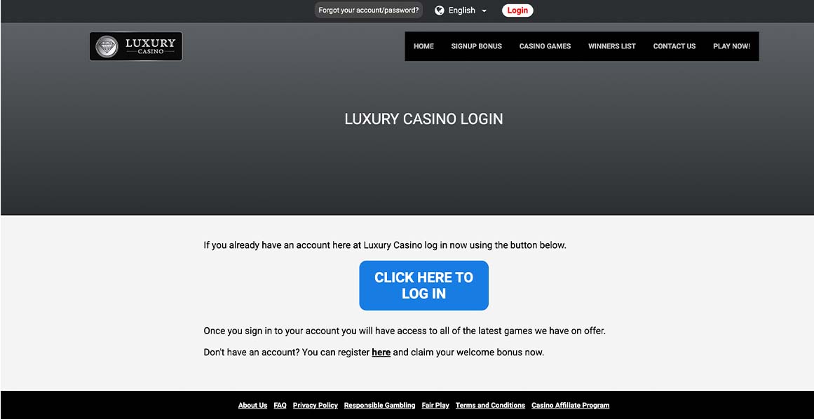 Login at Luxury Online Casino