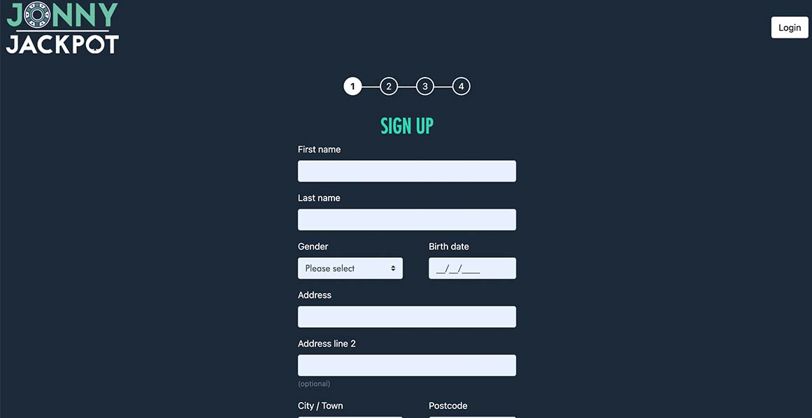 Jonny Jackpot Create account