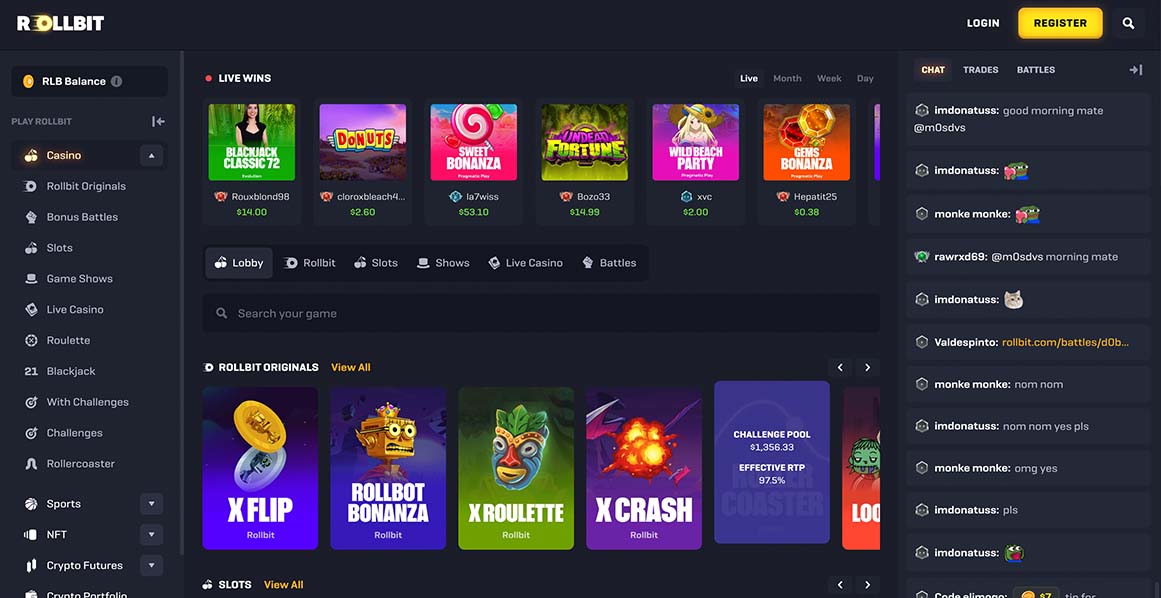 Game library at Rollbit