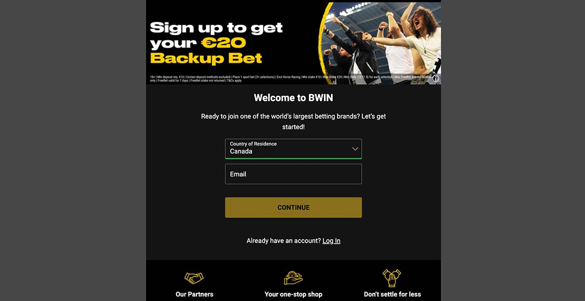 Bwin Create an account