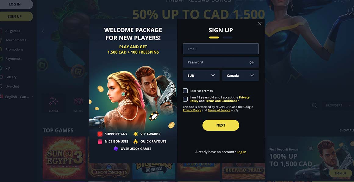 Sign up Process at Golden Star Casino