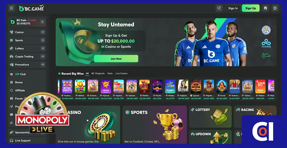 BC Game Monopoly live casino